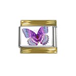 Purple Butterfly Gold Trim Italian Charm (9mm)