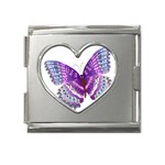 Purple Butterfly Mega Link Heart Italian Charm (18mm)