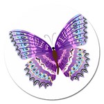 Purple Butterfly Magnet 5  (Round)