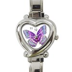 Purple Butterfly Heart Italian Charm Watch