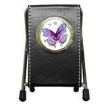 Purple Butterfly Pen Holder Desk Clock