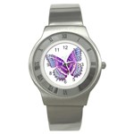 Purple Butterfly Stainless Steel Watch