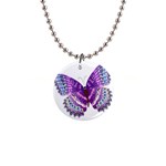 Purple Butterfly 1  Button Necklace