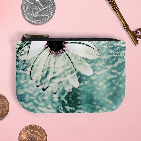 Grunge Daisy Mini Coin Purse from ArtsNow.com Front