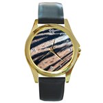 Tiger Skin Round Gold Metal Watch