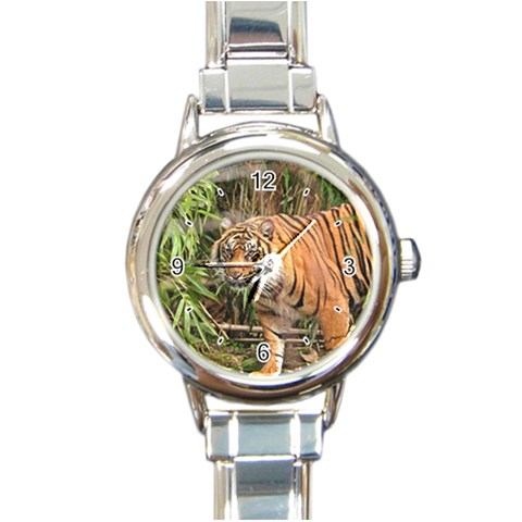 Tiger 1 Round Italian Charm Watch from ArtsNow.com Front