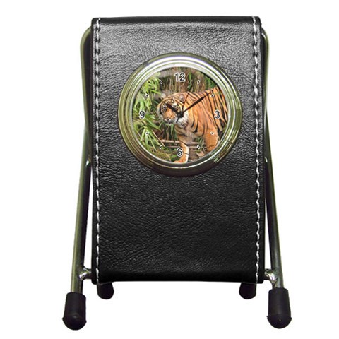 Tiger 1 Pen Holder Desk Clock from ArtsNow.com Front