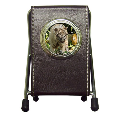 Tiger 2 Pen Holder Desk Clock from ArtsNow.com Front