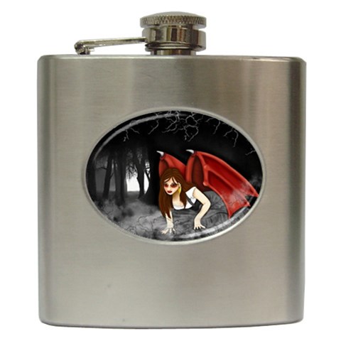 Crimson Wings Hip Flask (6 oz) from ArtsNow.com Front