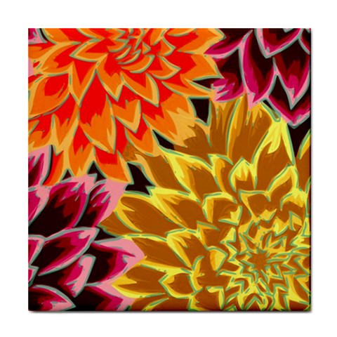 Golden Flowers Custom Tile Coaster from ArtsNow.com Front