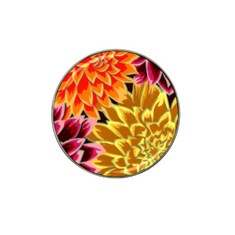 Golden Flowers Custom Hat Clip Ball Marker (4 pack) from ArtsNow.com Front