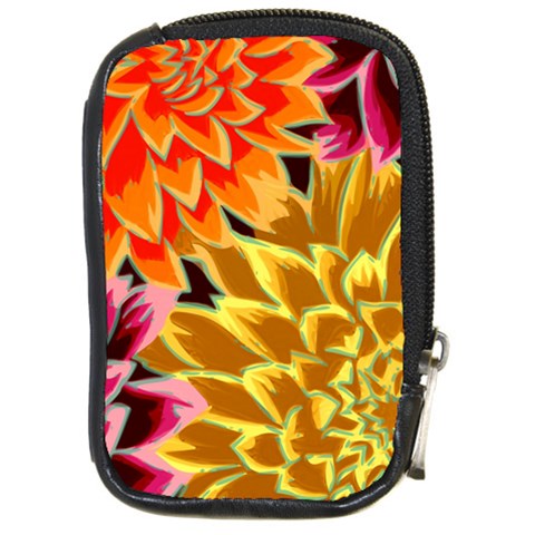 Golden Flowers Custom Compact Camera Leather Case from ArtsNow.com Front