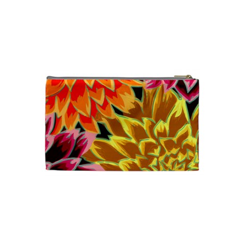 Golden Flowers Custom Cosmetic Bag (Small) from ArtsNow.com Back