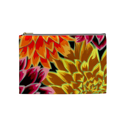 Golden Flowers Custom Cosmetic Bag (Medium) from ArtsNow.com Front