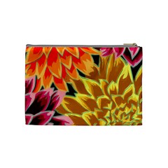 Golden Flowers Custom Cosmetic Bag (Medium) from ArtsNow.com Back