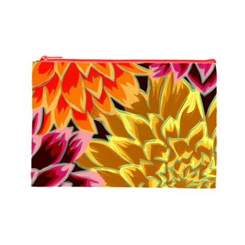 Golden Flowers Custom Cosmetic Bag (Large) from ArtsNow.com Front