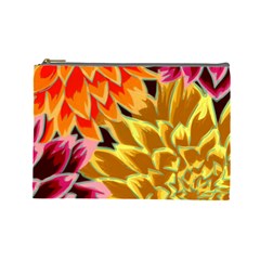 Golden Flowers Custom Cosmetic Bag (Large) from ArtsNow.com Front