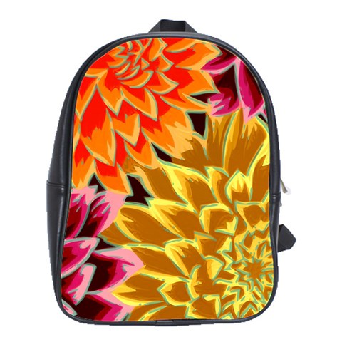 Golden Flowers Custom School Bag (Large) from ArtsNow.com Front