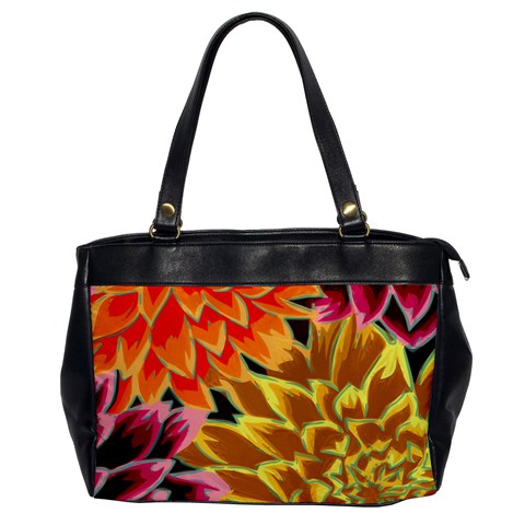 Golden Flowers Custom Oversize Office Handbag (One Side) from ArtsNow.com Front