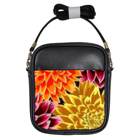 Golden Flowers Custom Girls Sling Bag from ArtsNow.com Front