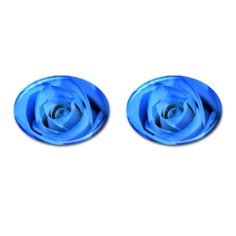 Blue Rose Custom Cufflinks (Oval) from ArtsNow.com Front(Pair)