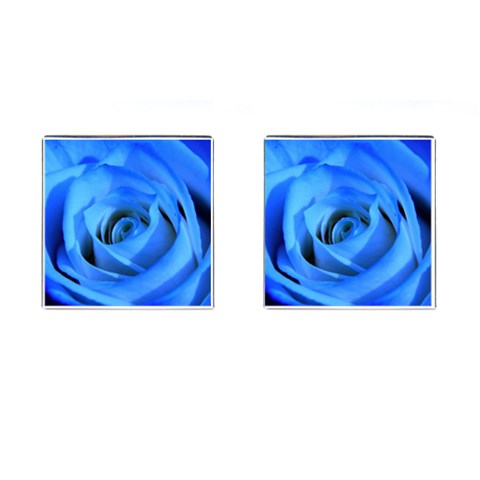 Blue Rose Custom Cufflinks (Square) from ArtsNow.com Front(Pair)