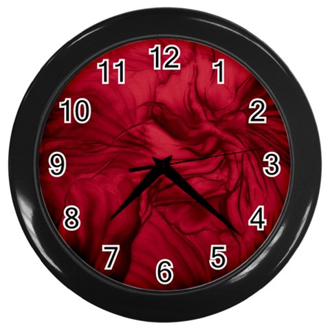 red swirl Wall Clock (Black) from ArtsNow.com Front