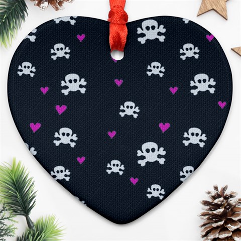 skulls and hearts Ornament (Heart) from ArtsNow.com Front