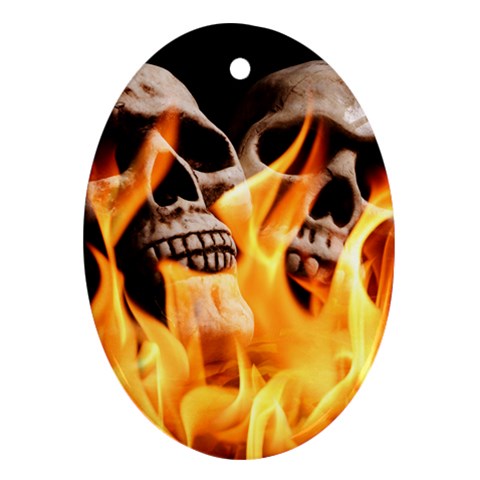 skulls and flames Ornament (Oval) from ArtsNow.com Front