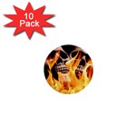 skulls and flames 1  Mini Button (10 pack) 