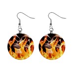 skulls and flames 1  Button Earrings