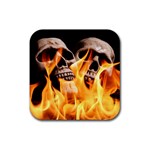 skulls and flames Rubber Coaster (Square)