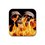 skulls and flames Rubber Square Coaster (4 pack)