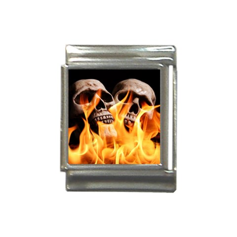 skulls and flames Italian Charm (13mm) from ArtsNow.com Front