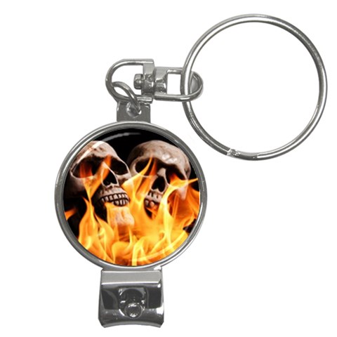 skulls and flames Nail Clippers Key Chain from ArtsNow.com Front