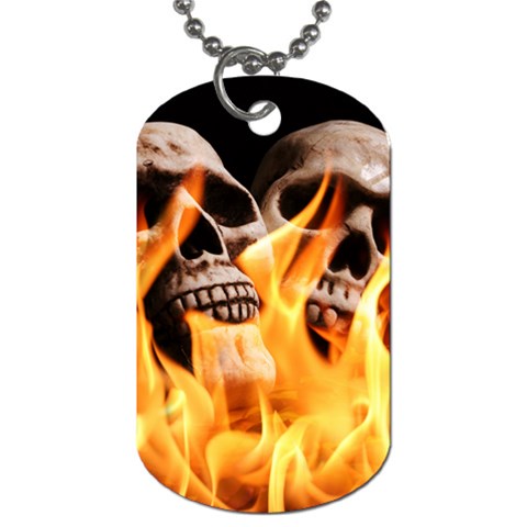 skulls and flames Dog Tag (One Side) from ArtsNow.com Front