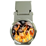 skulls and flames Money Clip Watch