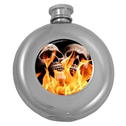 skulls and flames Hip Flask (5 oz) from ArtsNow.com Front