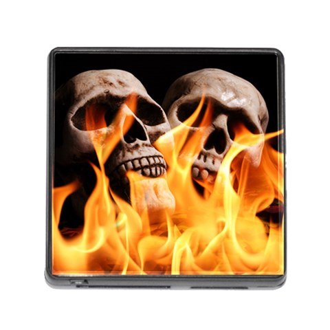 skulls and flames Memory Card Reader with Storage (Square) from ArtsNow.com Front