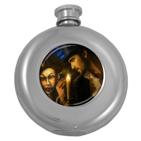 steampunk guy Hip Flask (5 oz) from ArtsNow.com Front