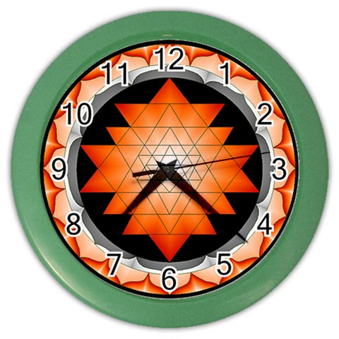 Orange_Sri_Yantra Color Wall Clock from ArtsNow.com Front