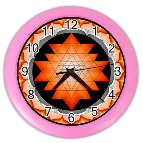 Orange_Sri_Yantra Color Wall Clock from ArtsNow.com Front