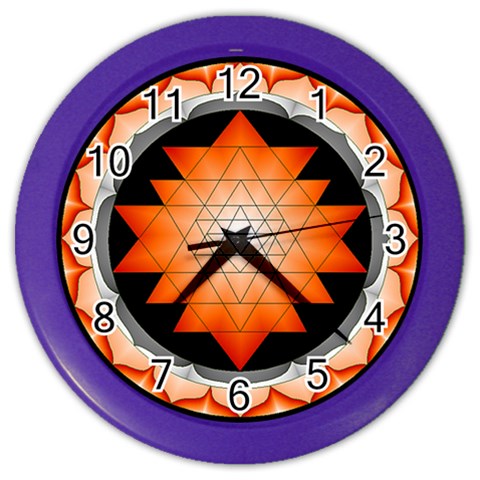 Orange_Sri_Yantra Color Wall Clock from ArtsNow.com Front