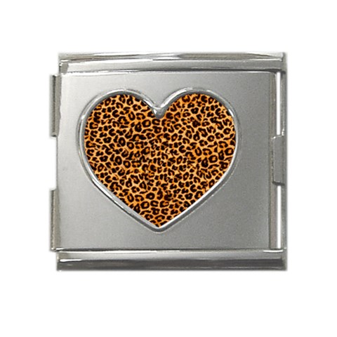 Leopard Mega Link Heart Italian Charm (18mm) from ArtsNow.com Front