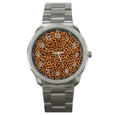 Leopard Sport Metal Watch from ArtsNow.com Front