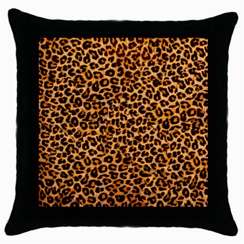 Leopard Throw Pillow Case (Black) from ArtsNow.com Front