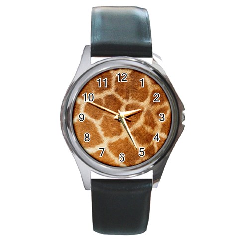 Giraffe Round Metal Watch from ArtsNow.com Front