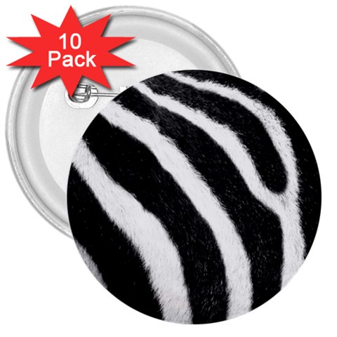 Zebra 3  Button (10 pack) from ArtsNow.com Front