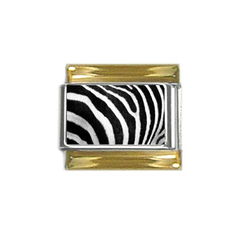 Zebra Gold Trim Italian Charm (9mm) from ArtsNow.com Front