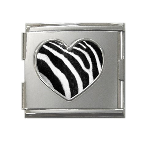 Zebra Mega Link Heart Italian Charm (18mm) from ArtsNow.com Front